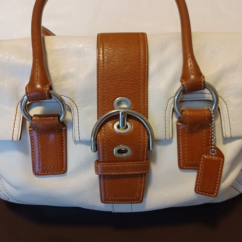 VTG Coach Hamptons Y2K Leather Two Handle Handbag Purse Authentic